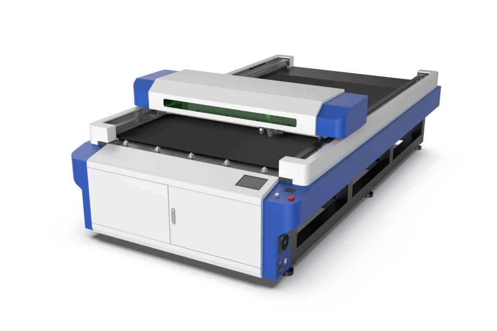 1325D CO₂ laser cutter – front view of large bed cutting machine